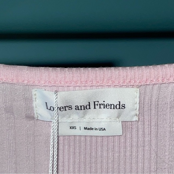 NEW Lovers  + Friends JAZLYN MINI DRESS {$128 Retail} Pink Ribbed Tie Bust XXS - Picture 6 of 11